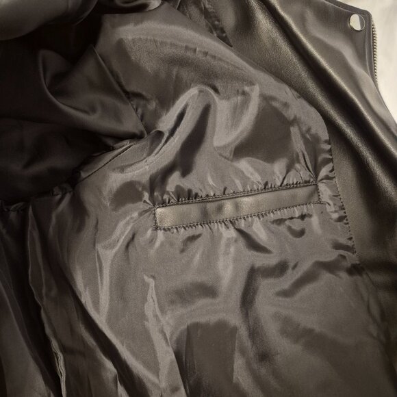 Missguided UK Size 12 Black Aviator Zippered Biker Faux Jacket New - Picture 3 of 13